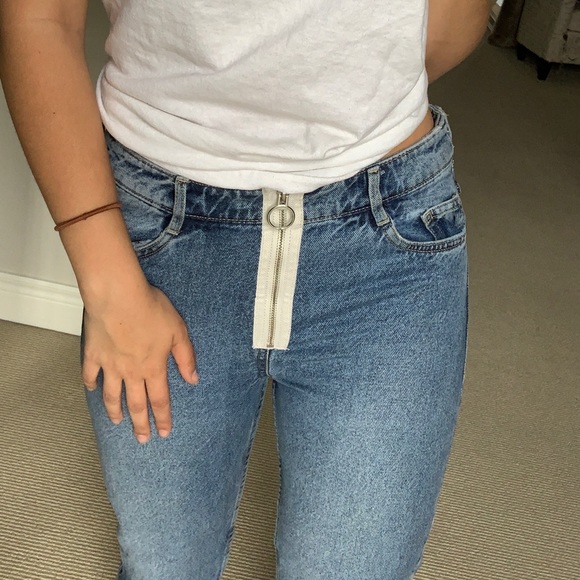 Zara Fitted Blue Distressed Jeans - Picture 2 of 5